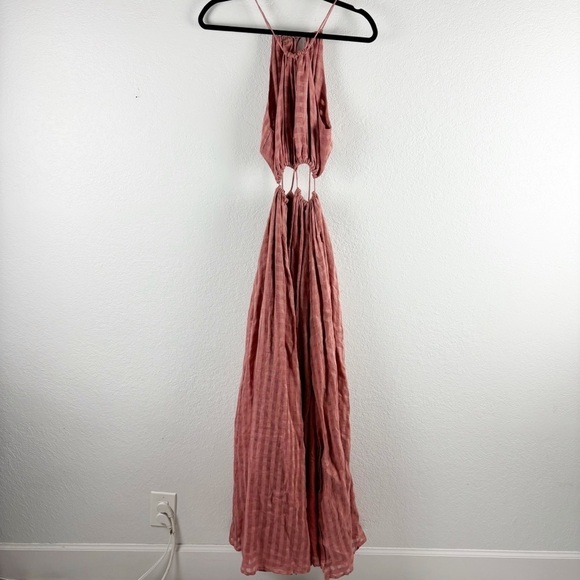 Cult Gaia Thera Cut Out Flared Linen Blend Maxi Dress Jaipur Pink Small Party - Picture 3 of 8